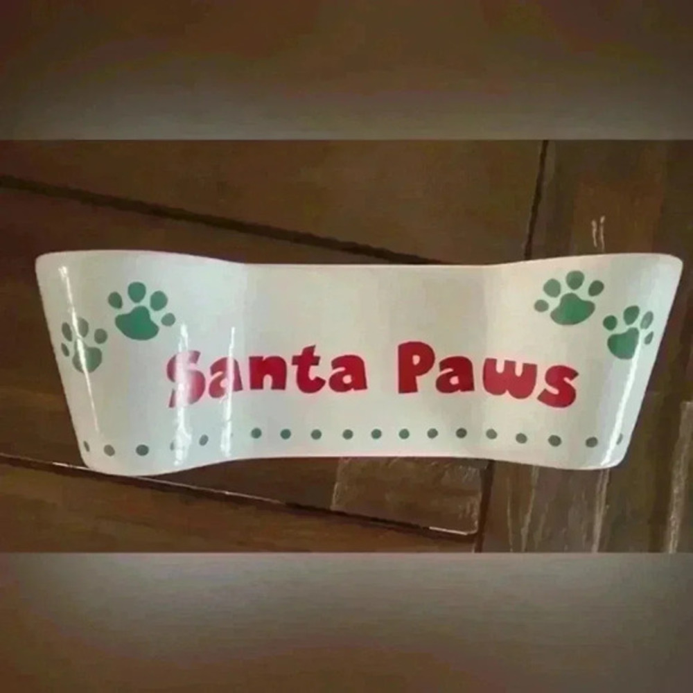 Santa paws ceramic bone shaped Water/Food/Treat Bowl CHRISTMAS Pet Gift
